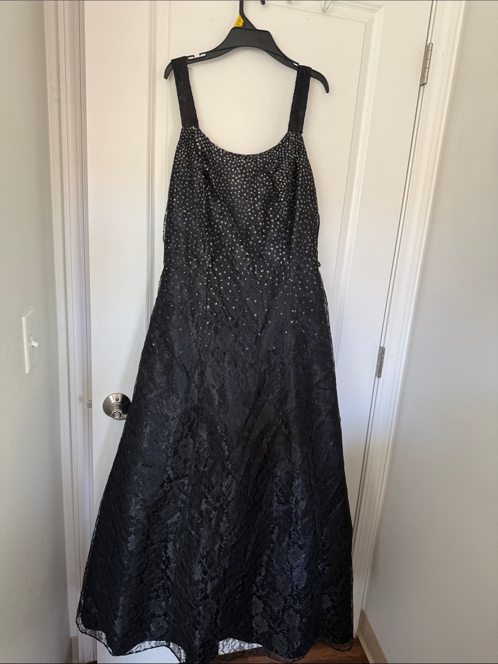 Black Beaded Strap Evening Dress